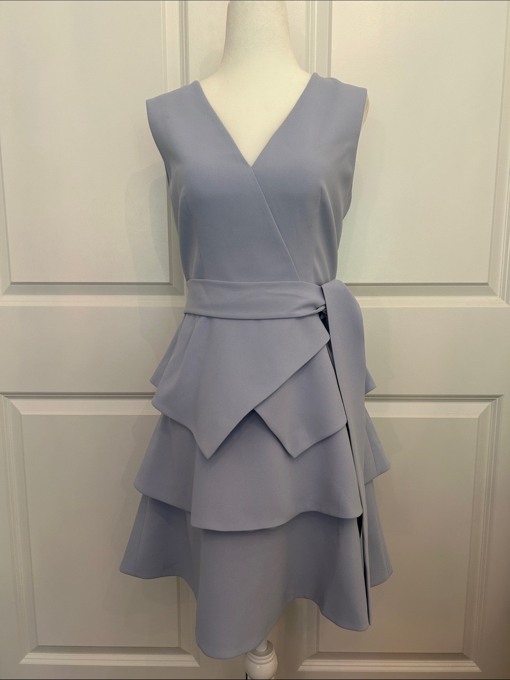 Ted Baker London Light Blue Tiered V Neck Sleeveless Dress-Reinah